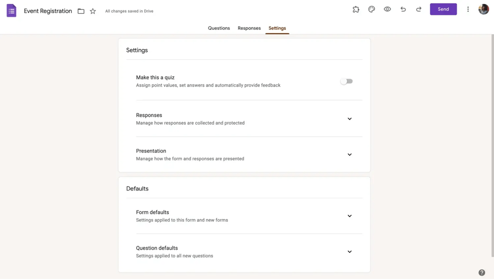 Customize the settings