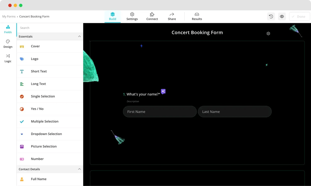 Add the essential fields to your event registration form