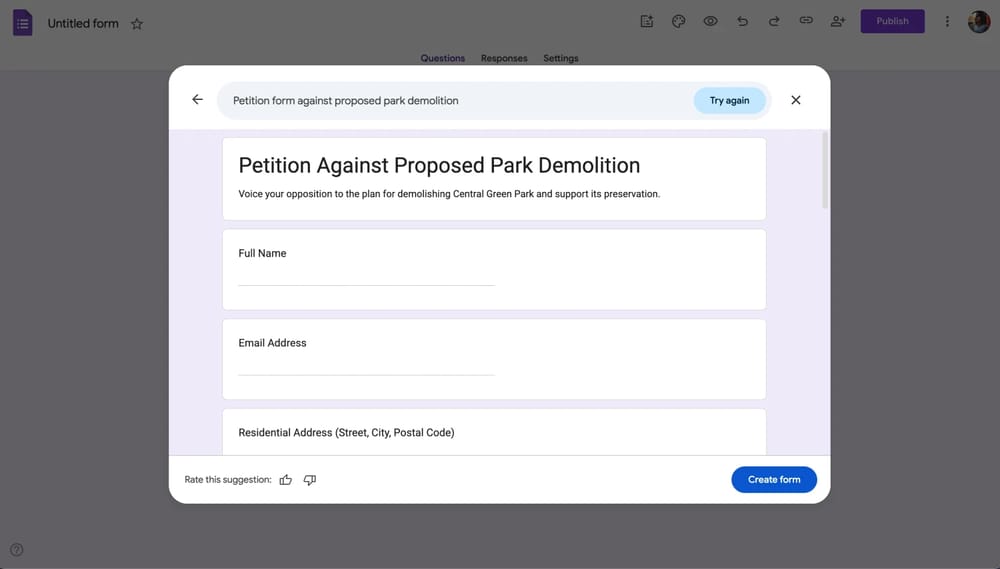 Form alanlarını ve ifadenizi Google formunuza ekleyin