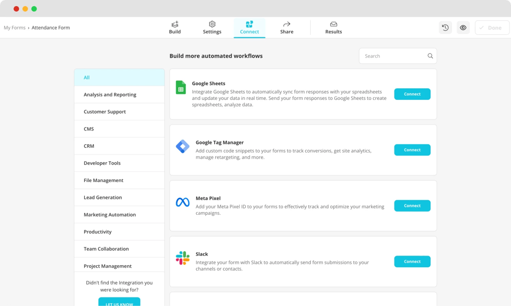 Entegrasyonlara göz atın
