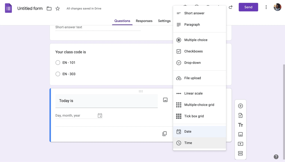 Gerekli alanları ekleyin