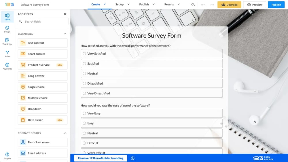 Workspace of 123FormBuilder