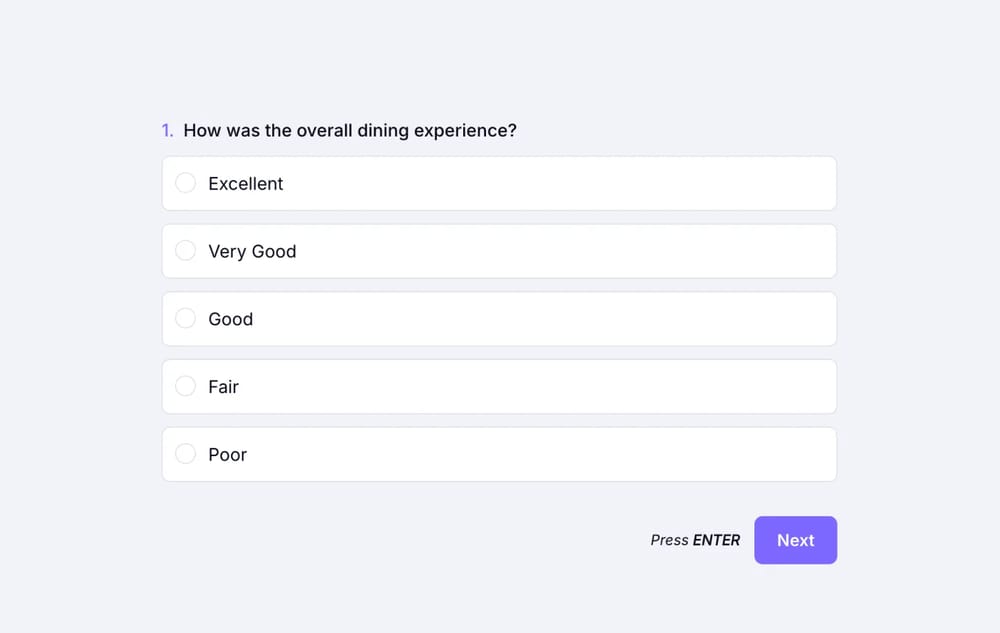 A feedback question for restaurants