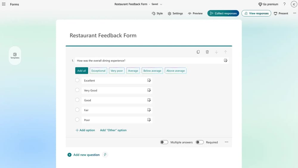 Add your customer feedback questions