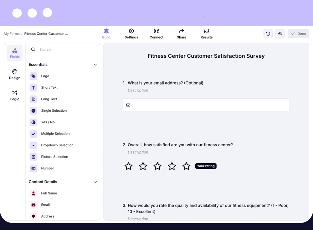 Add questions to your survey