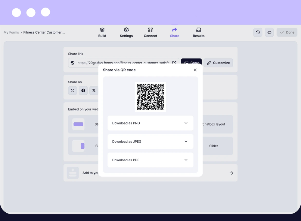 Generate a QR code for your survey