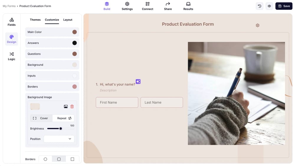 Customize the details