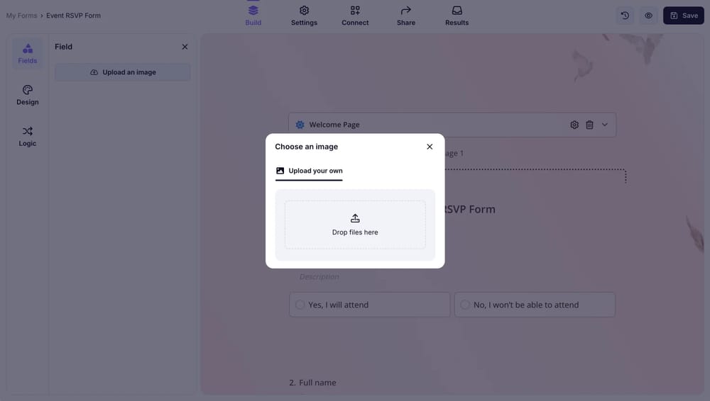Ein Logo zu einem Formular auf forms.app hinzufügen