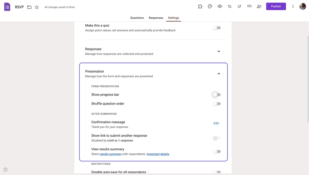 Die Schaltfläche Abschnitt hinzufügen in einem Google Formular