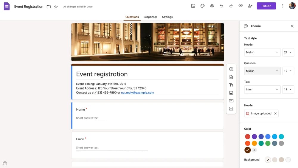 Die Schriftartenoptionen unter dem Anpassungsmenü