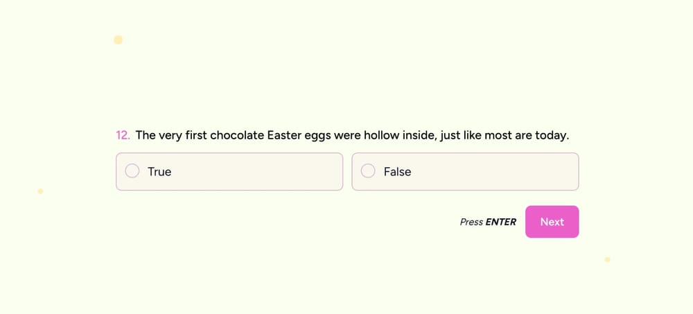 A True or False question about Easter