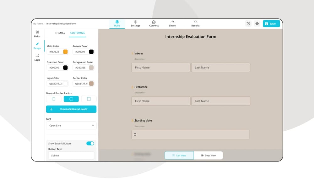 Personalizando o design da sua pesquisa