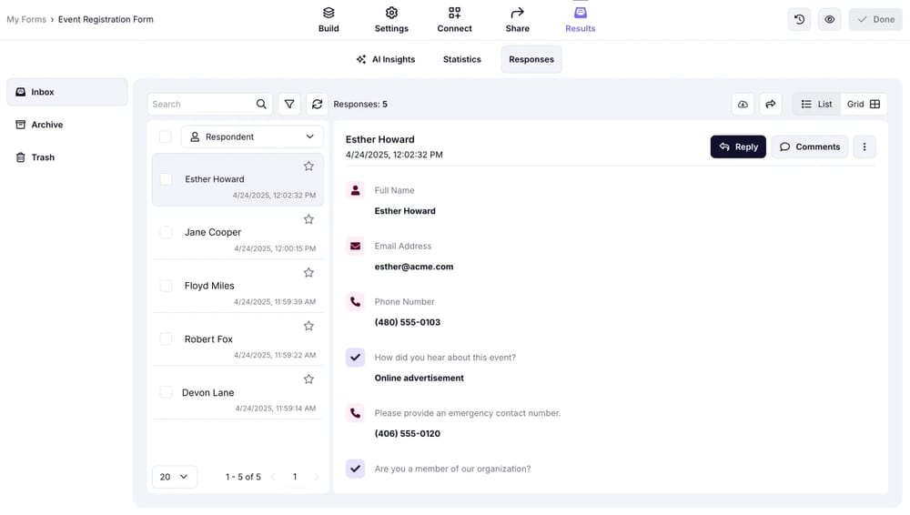 Analyze your form results