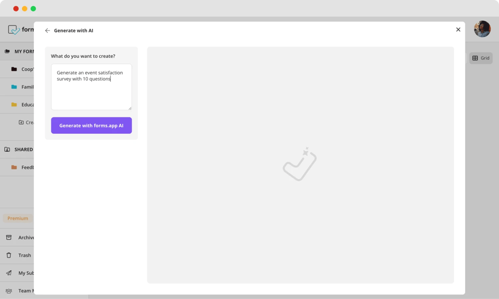AI ile formunuzu oluşturun