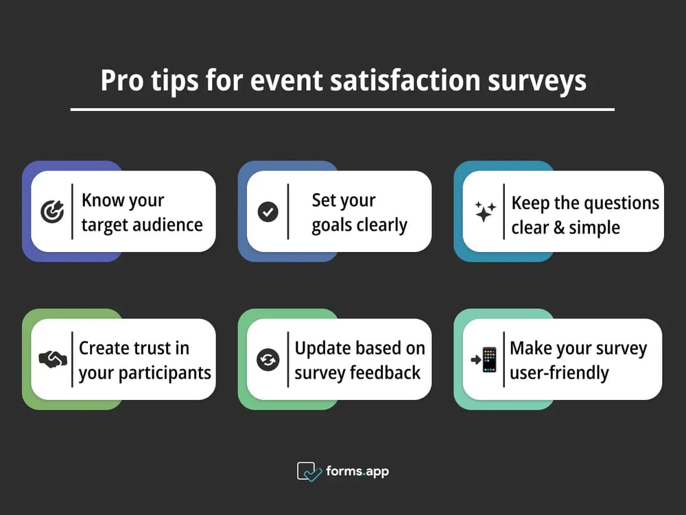 Etkinlik memnuniyet anketleri için harika ipuçları