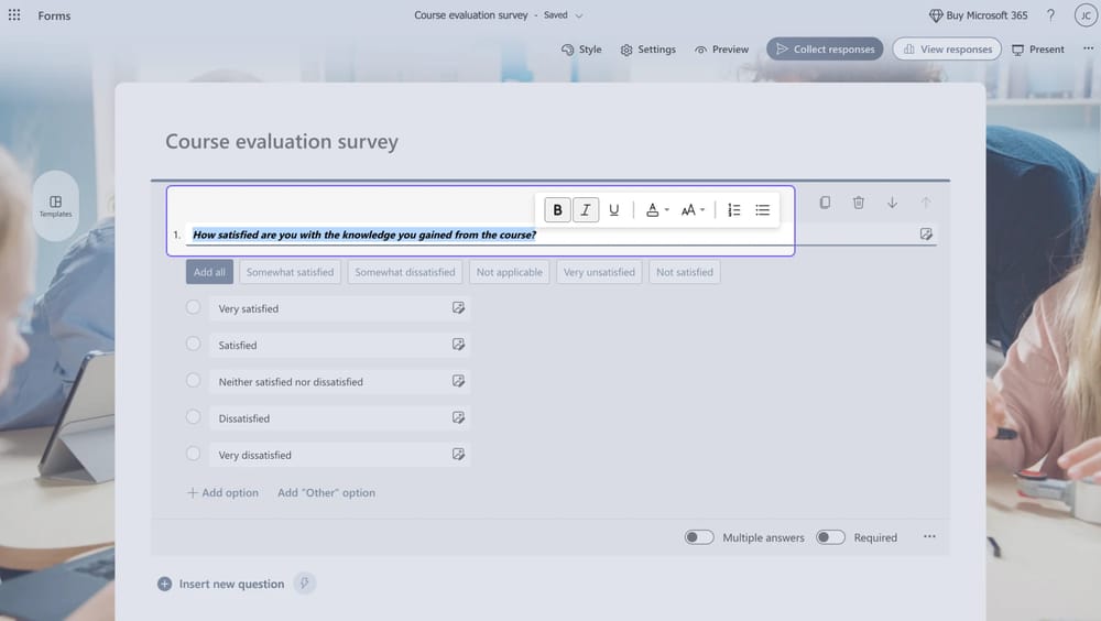Customize the settings