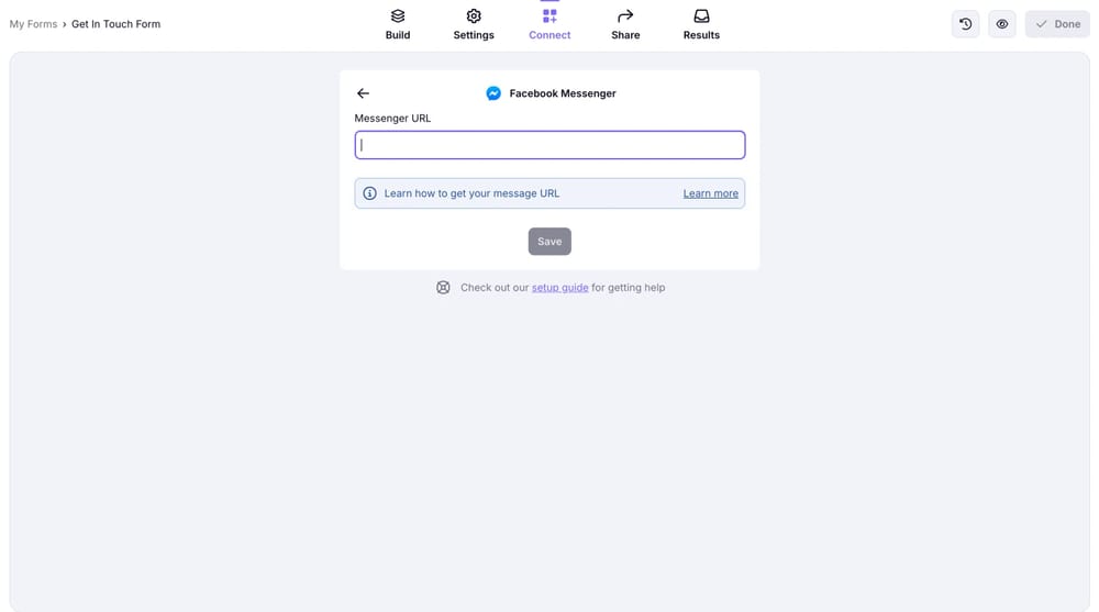 An image showing the Messenger URL area where you need to enter the URL you got earlier
