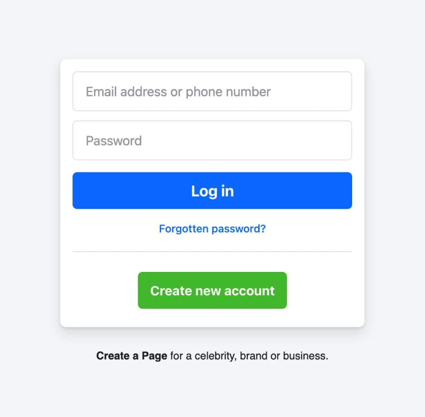 An image showing the “Facebook” login pop-up, which allows you to access your account by signing in