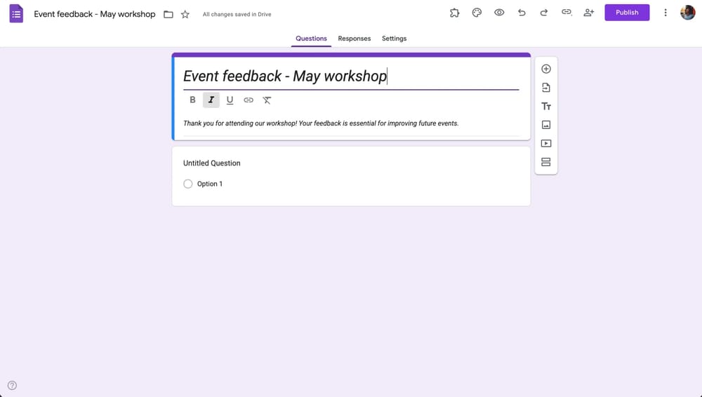 Google Forms'a başlık ve açıklama eklemek