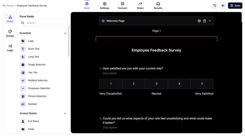 Editando un formulario en forms.app