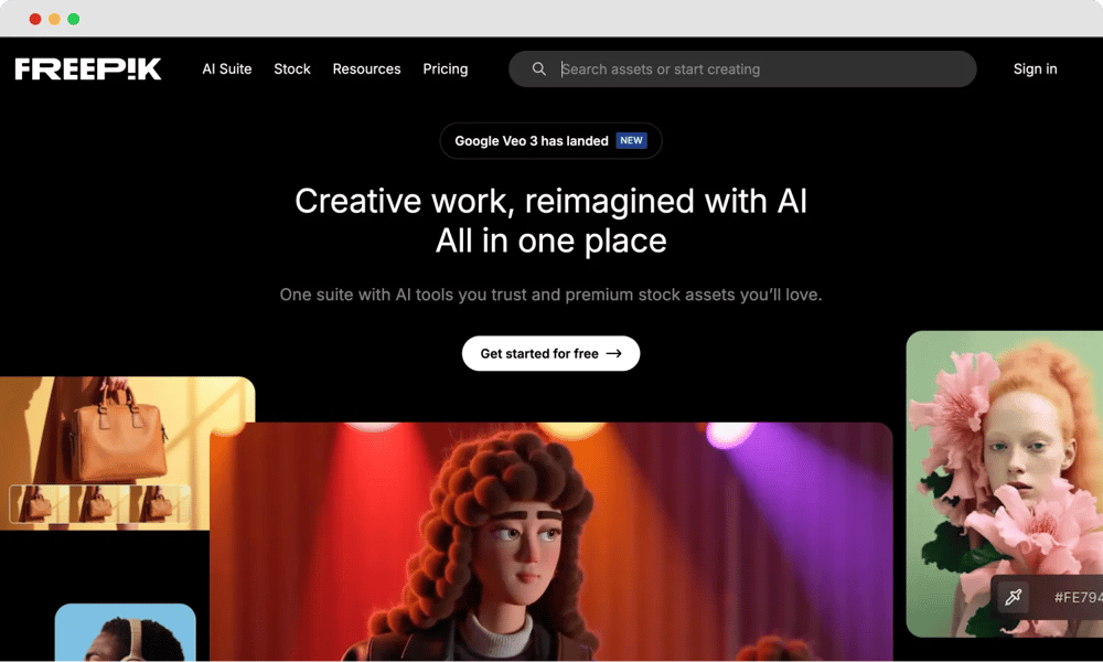 The homepage of Freepik