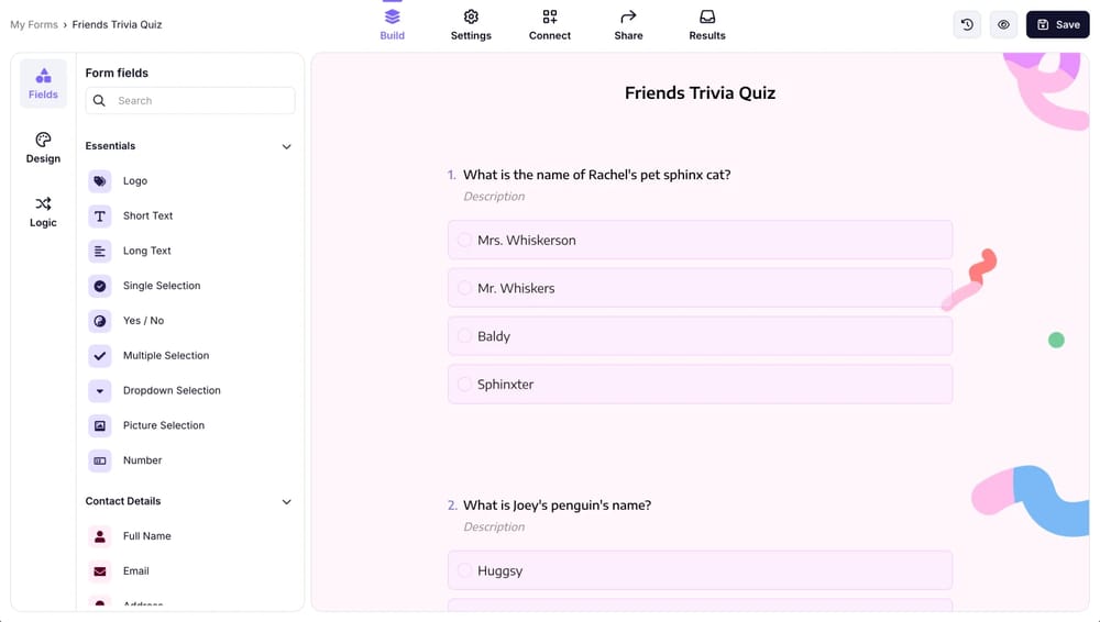 Workspace of forms.app