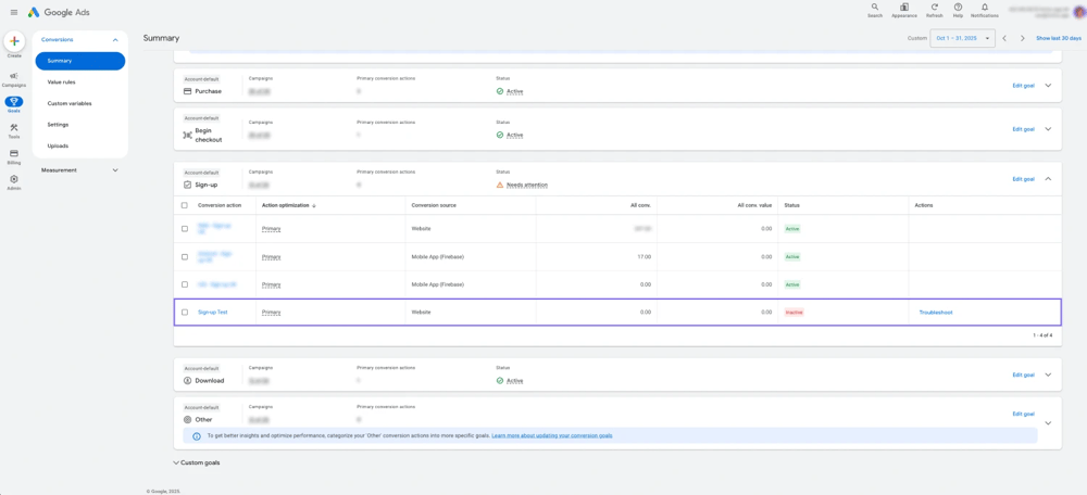 An image showing the “Google Ads” interface, where you will be able to check your conversions every time by accessing the “Summary” tab