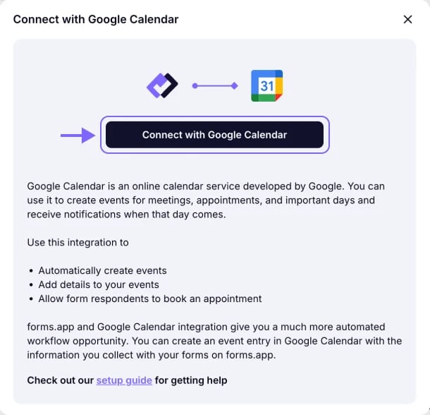 An image showing the pop-up appearing where you can start the connection by first logging in to your Google account