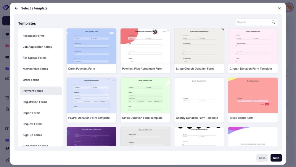 forms.app'in ödeme formu şablonları