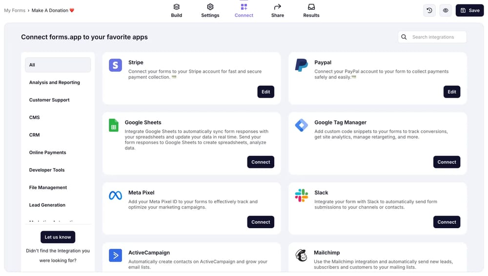 Connect your form to other apps