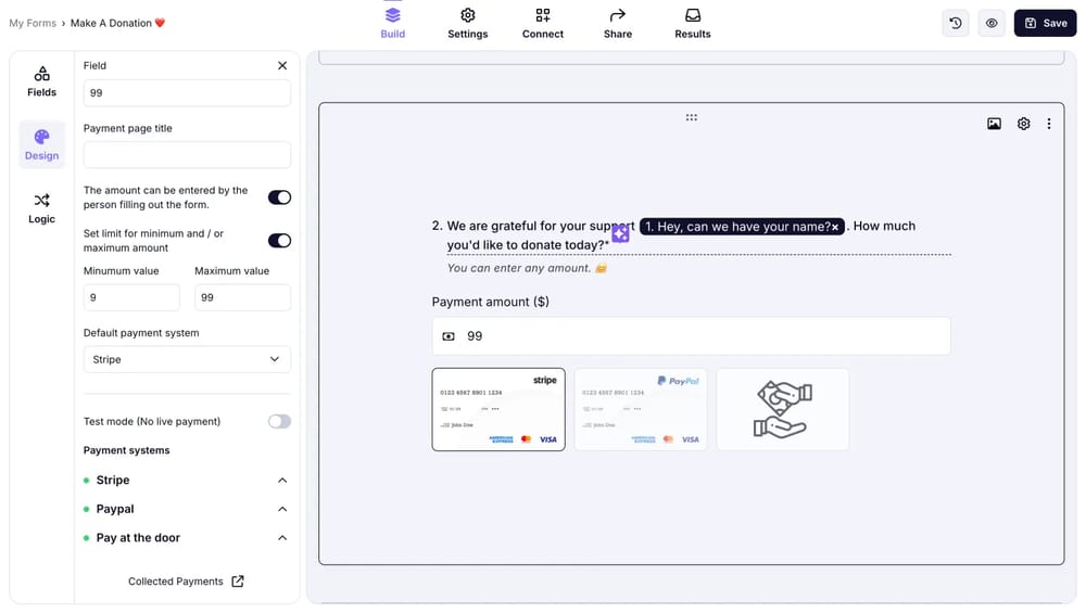 Add payment field to your form