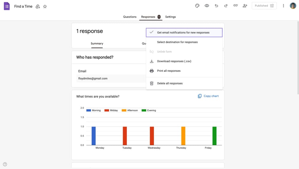 Üç nokta menüsü altındaki 'E-posta bildirimlerini al' seçeneği