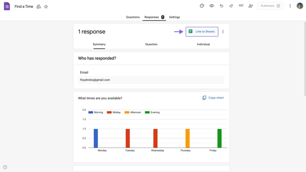 Google Forms’da “Sheets'e Bağlantı” seçeneğinin yeri