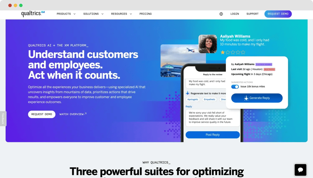 Die Startseite von Qualtrics