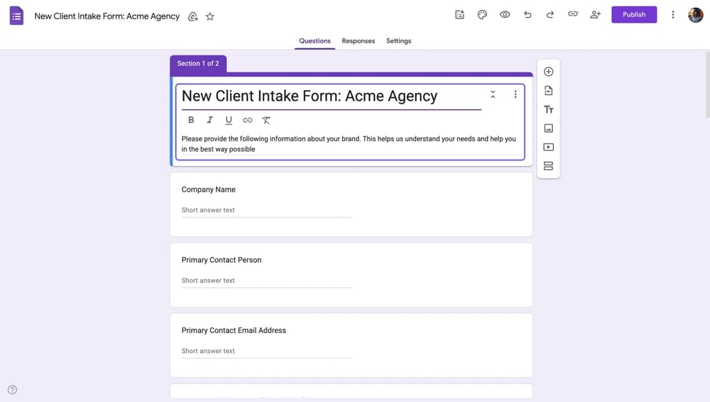 Google alım formuna başlık ve açıklama ekleme