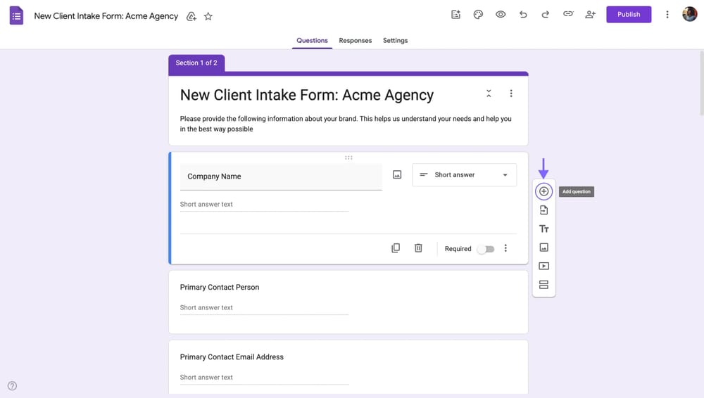 Google giriş formuna yeni bir soru eklemek
