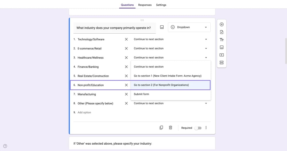 Bazı giriş formu sorularına koşullu mantık ekleme