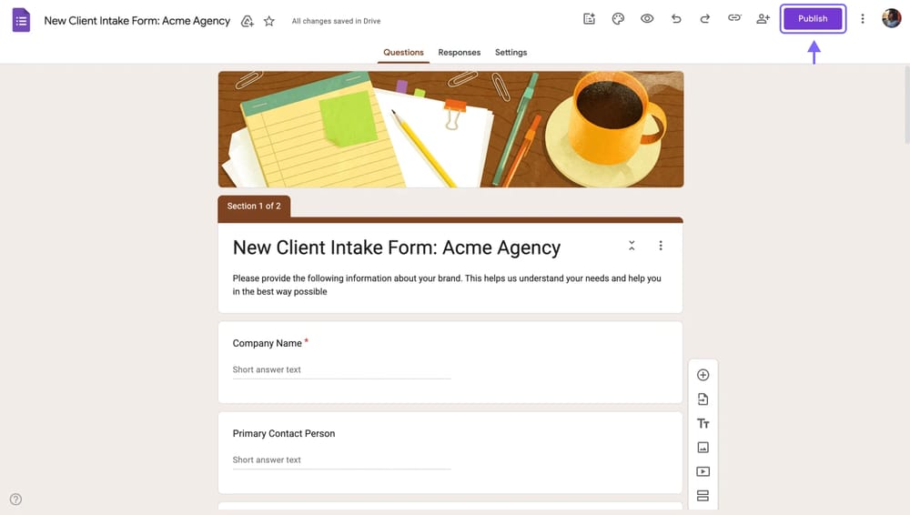 Google Forms yayınlama