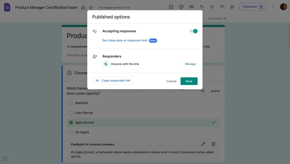 Partager un Google Form