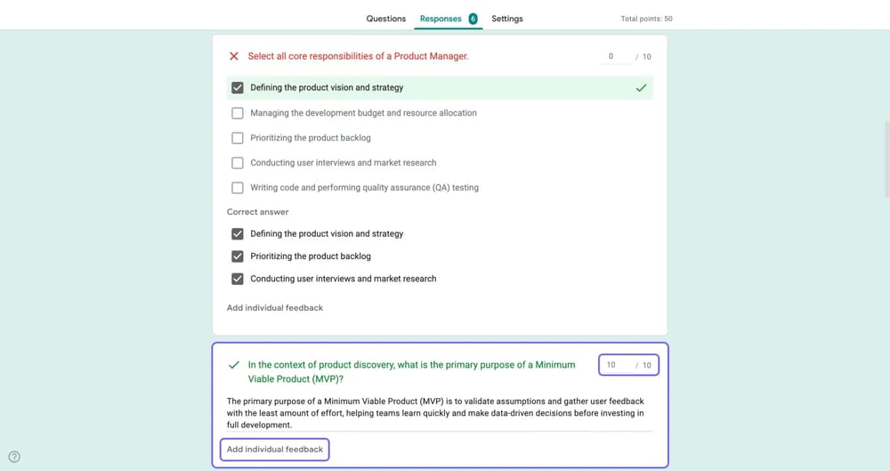 Examen des questions nécessitant une évaluation manuelle