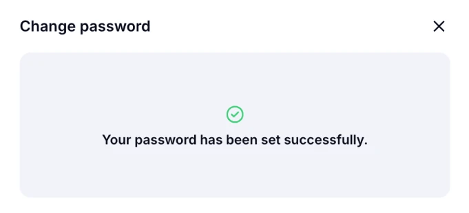 An image showing the success message after changing the password.