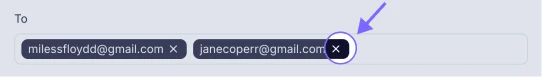An image showing how to remove the email address from the section by clicking the cross button