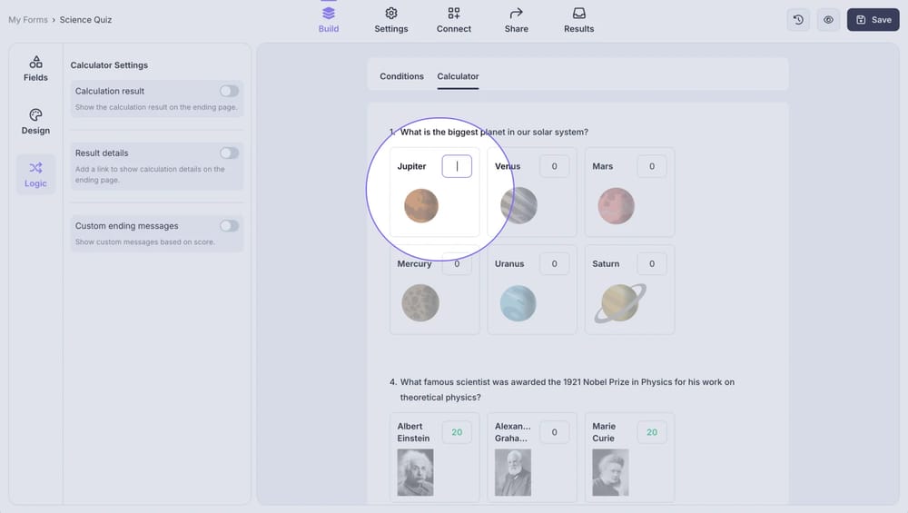 An image showing the area next to the option where you need to click to start adding scores