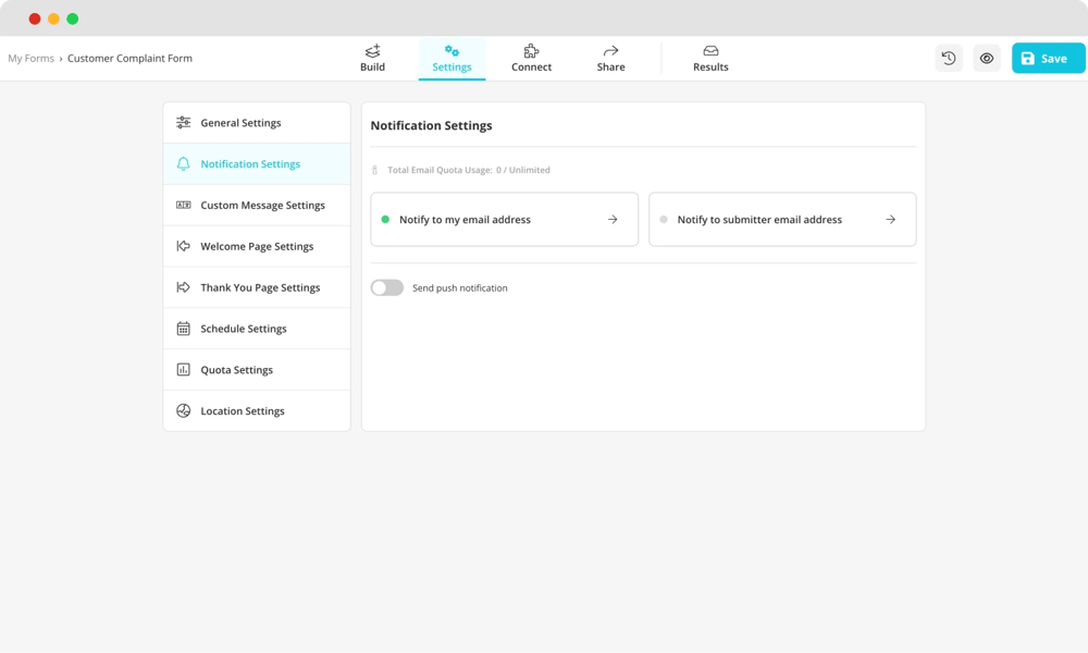 Personalize as notificações por email