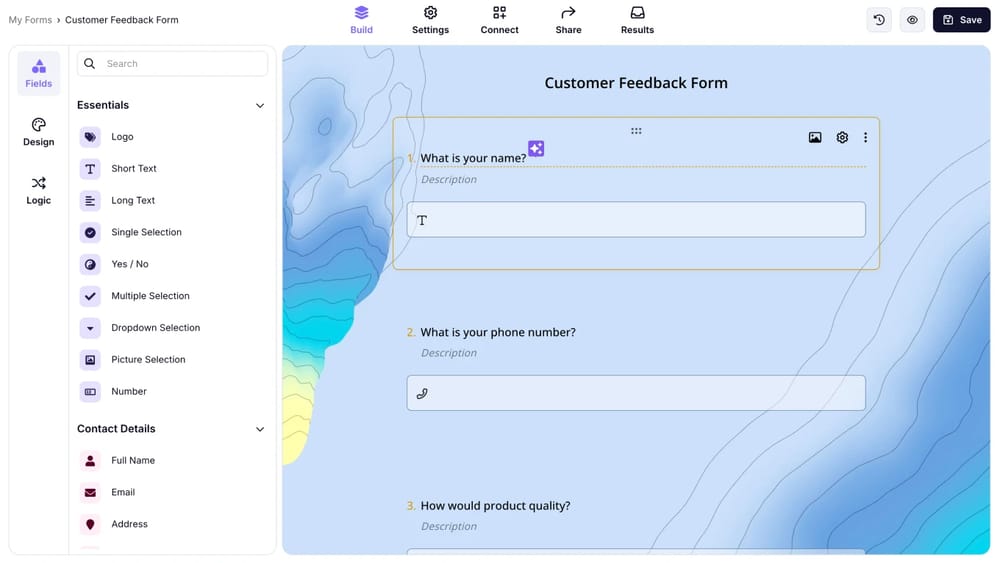 Add your customer feedback questions