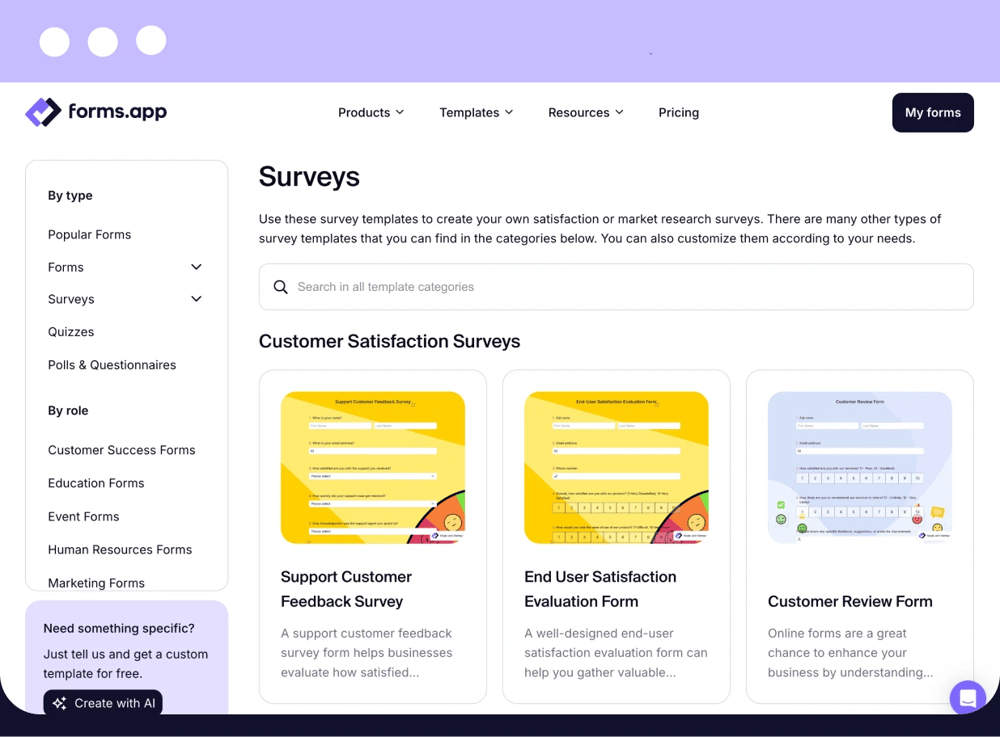 Use ready templates for your survey