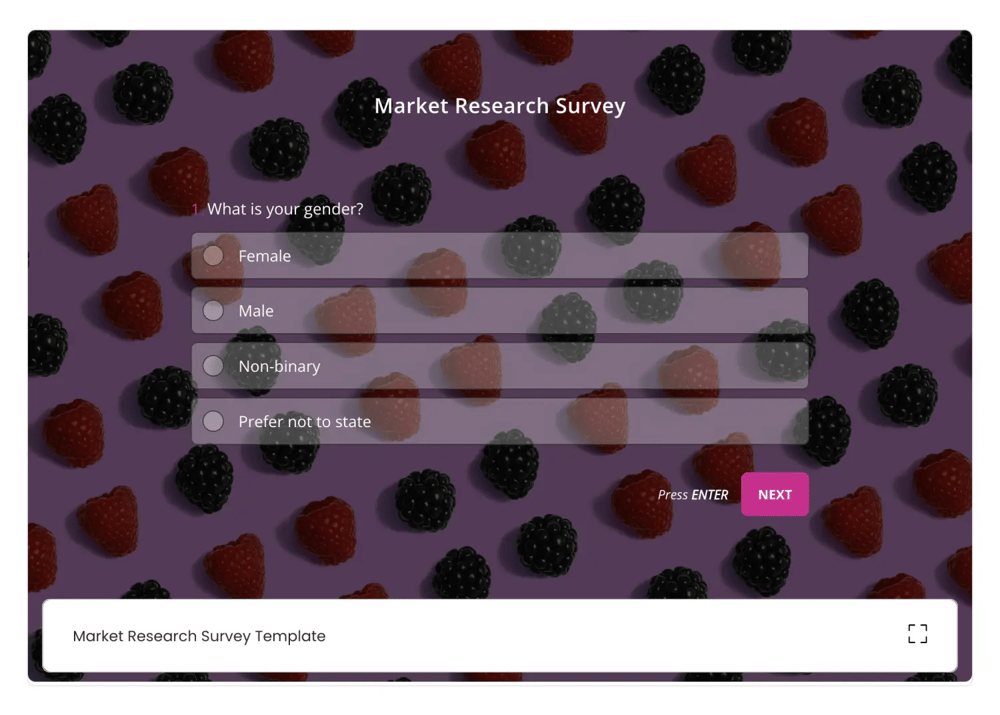 Pazar araştırması anket şablonu