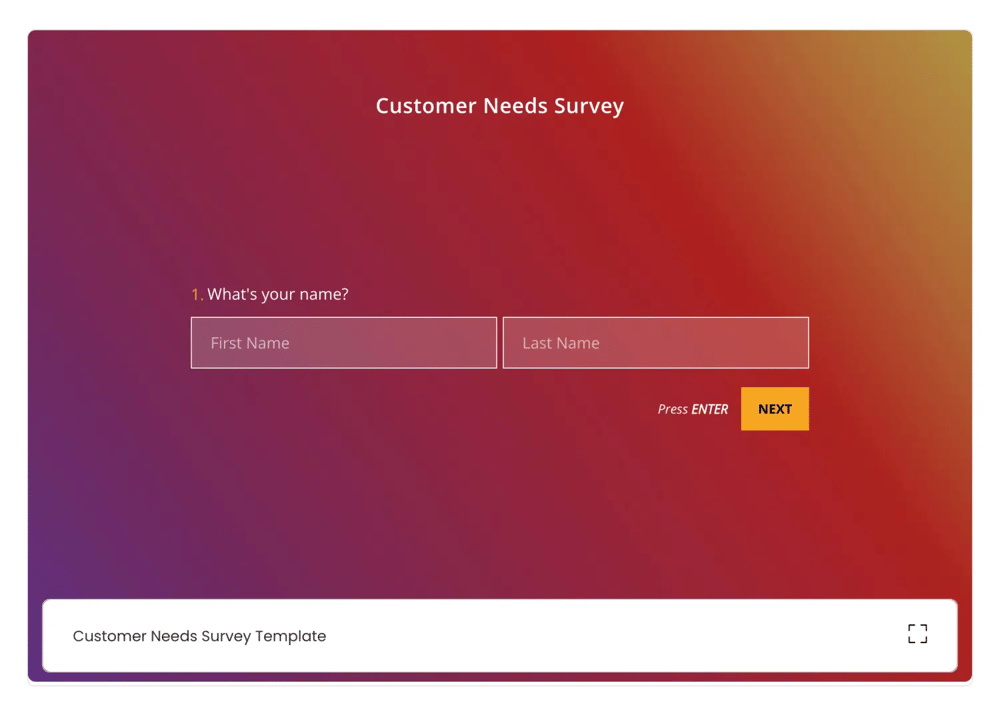 Müşteri ihtiyaçları anketi şablonu