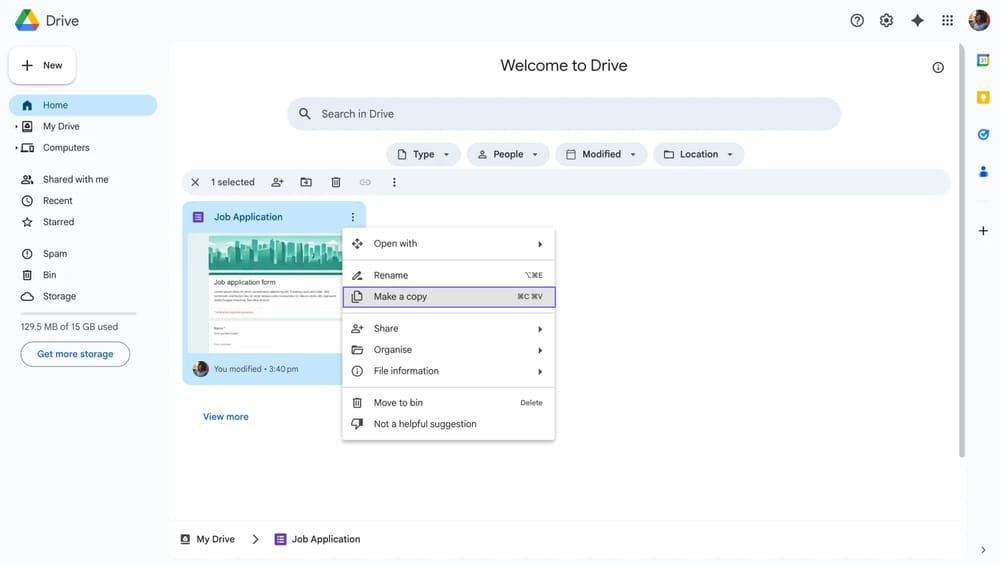 Erstellen einer Google Formular-Kopie in Google Drive