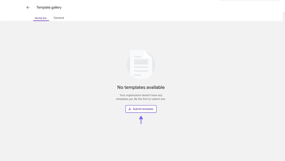 Die Position der Schaltfläche „Vorlage einreichen“ in der Vorlagengalerie